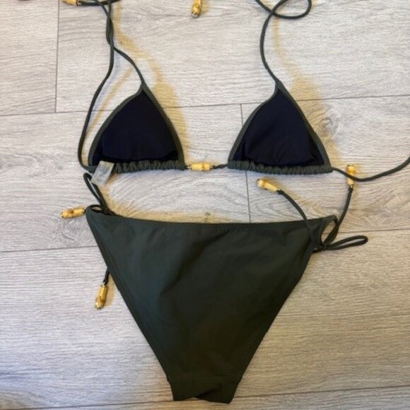 Victoria's Secret Olive Green Triangle Bikini with wood tassels - Picture 6 of 6